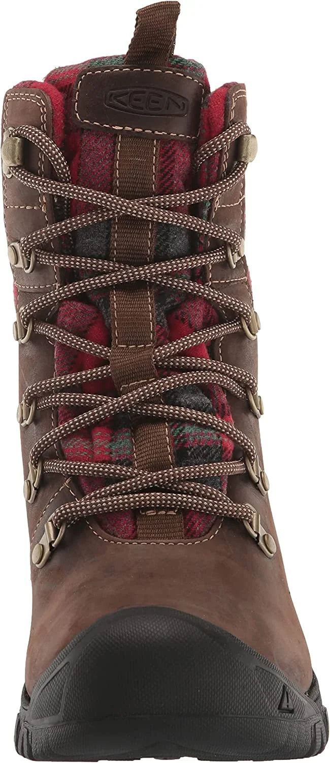 Greta Insulated Waterproof Boots for Ladies - Dark Brown/Red Plaid - 7.5M