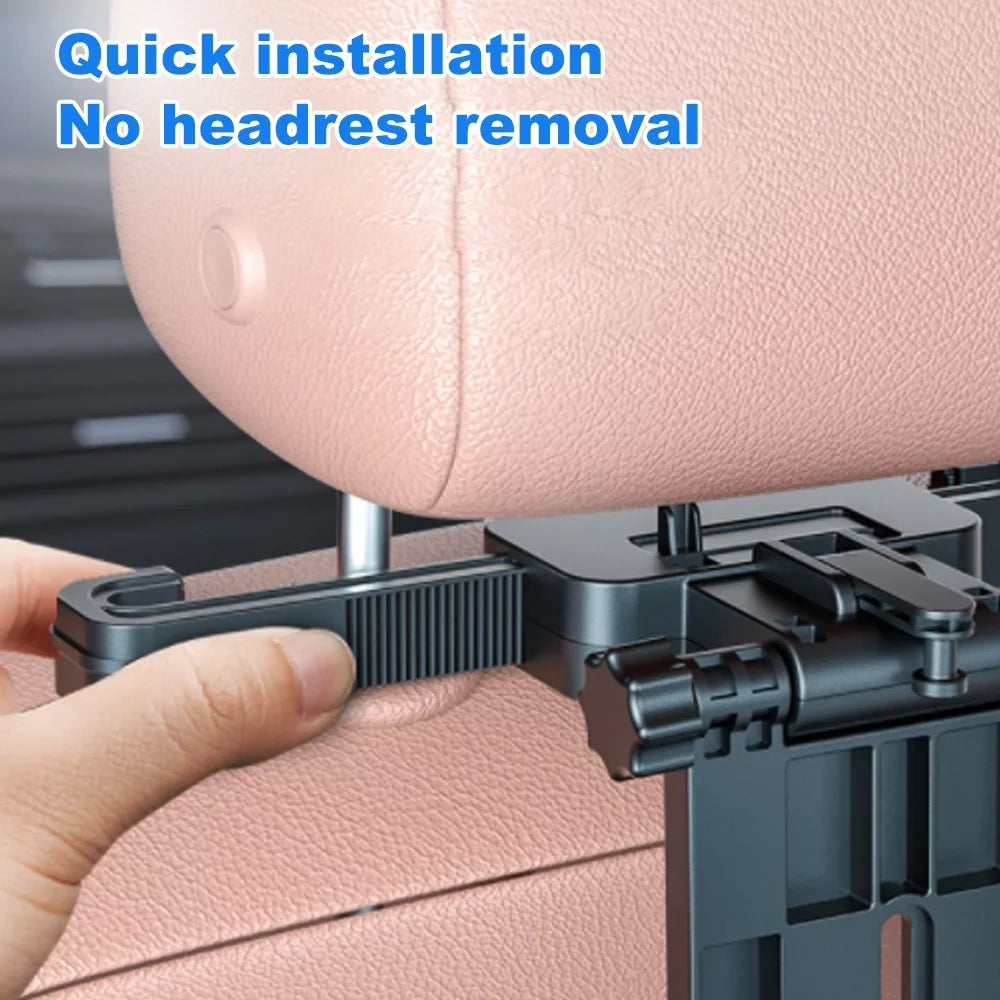 Apexeon Car Seat Table with Phone Holder, Adjustable and Foldable Back Seat Food Tray for Working, Writing, Eating， Black