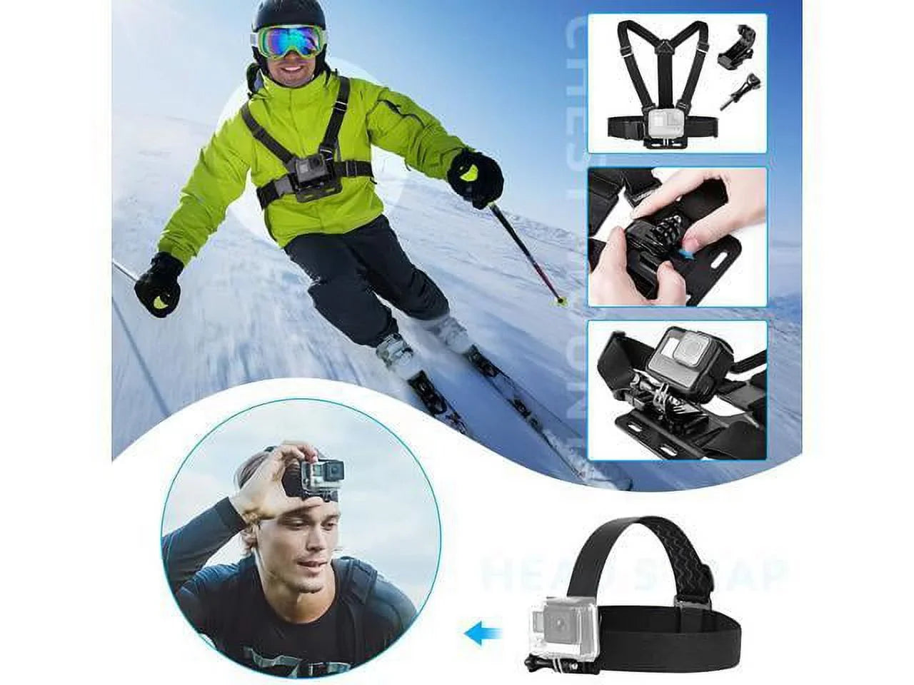 Accessories Kit for    4K WiFi Action Camera GoPro Hero 9 8 7 6 5/Session 5/Hero 4/3+/3/2/1 Max Fusion