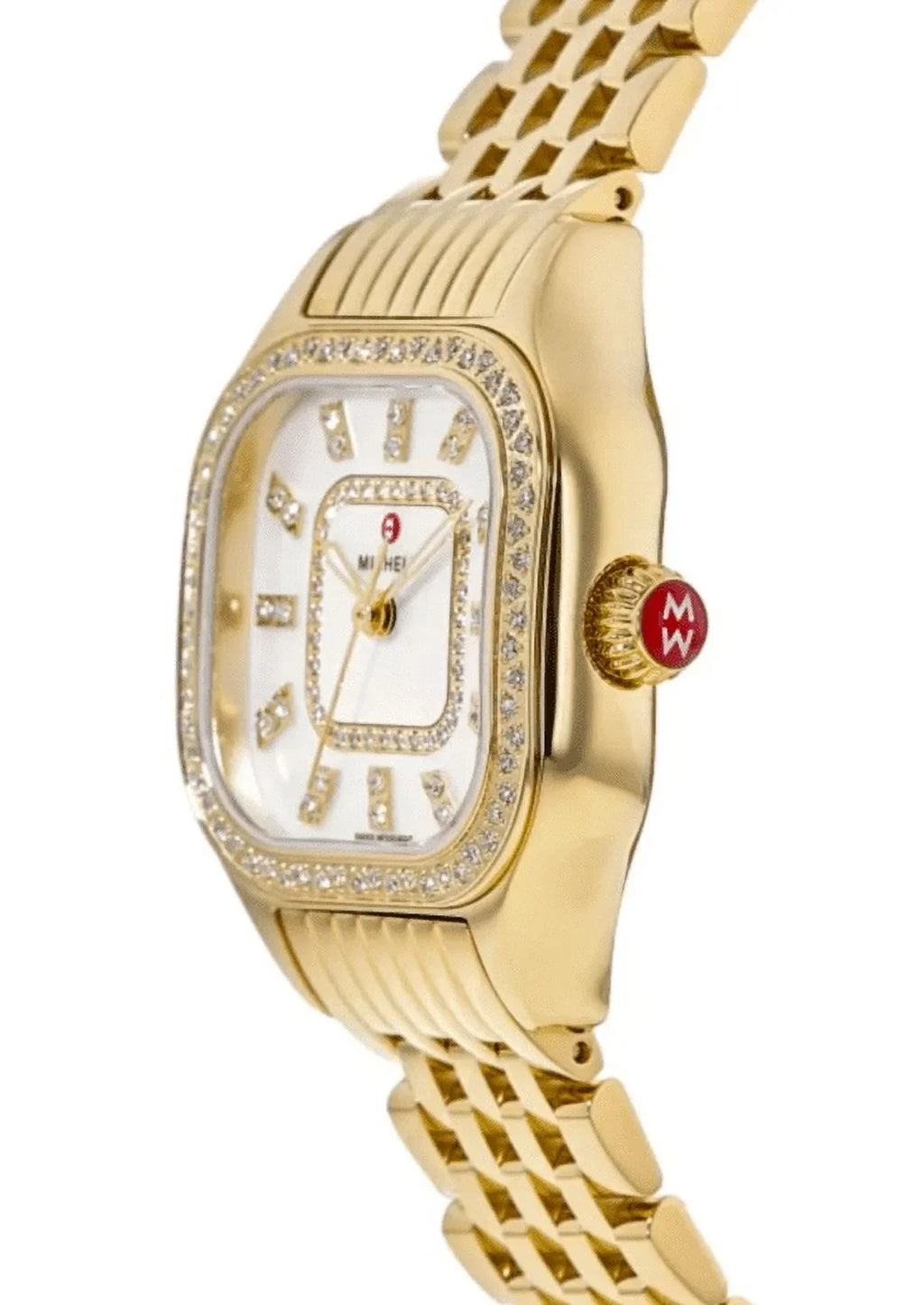 Michele Meggie Diamond Mother of Pearl Dial Gold-tone Steel Women's Watch