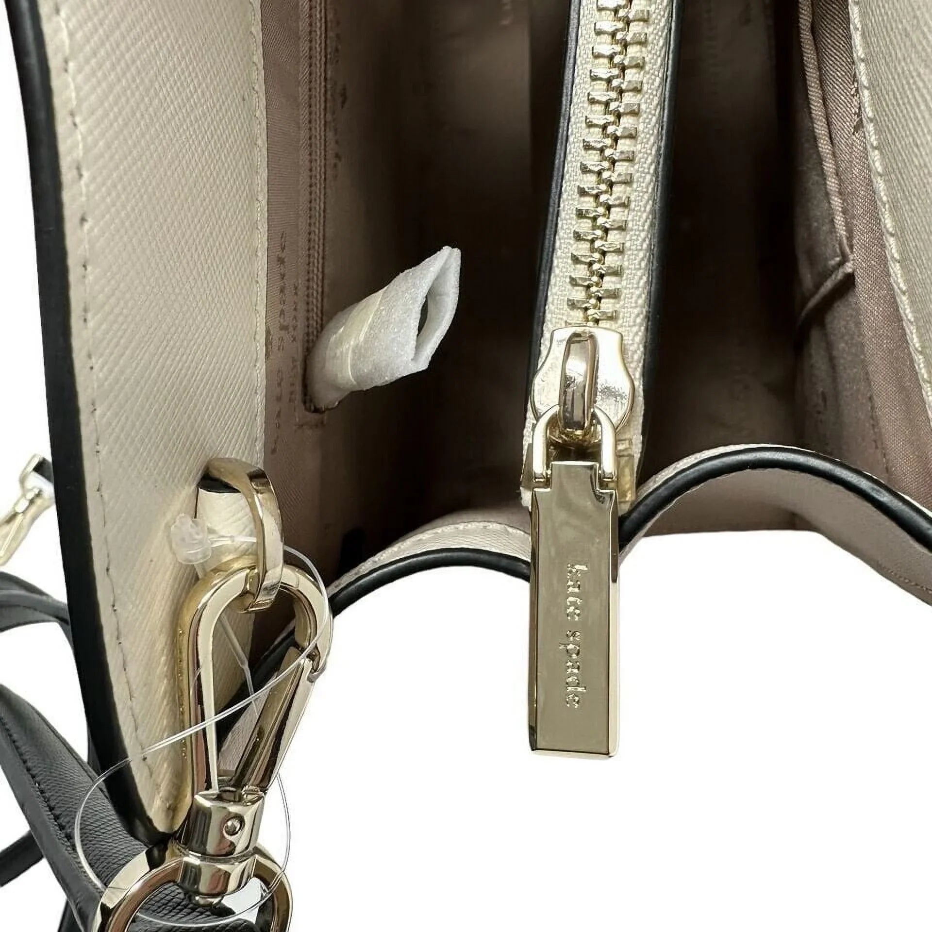 Perry Leather Warm Beige Blush 3 Comparts Satchel Bag Purse