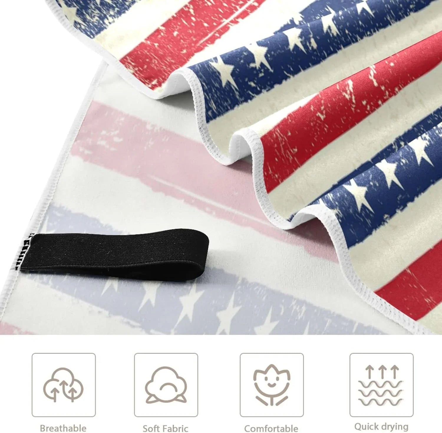Bestwell American Flag Stripes Beach Towel - Lightweight Compact Oversized Travel Towels - Super Absorbent Quick Dry Towel for Swimming Camping Holiday（90）