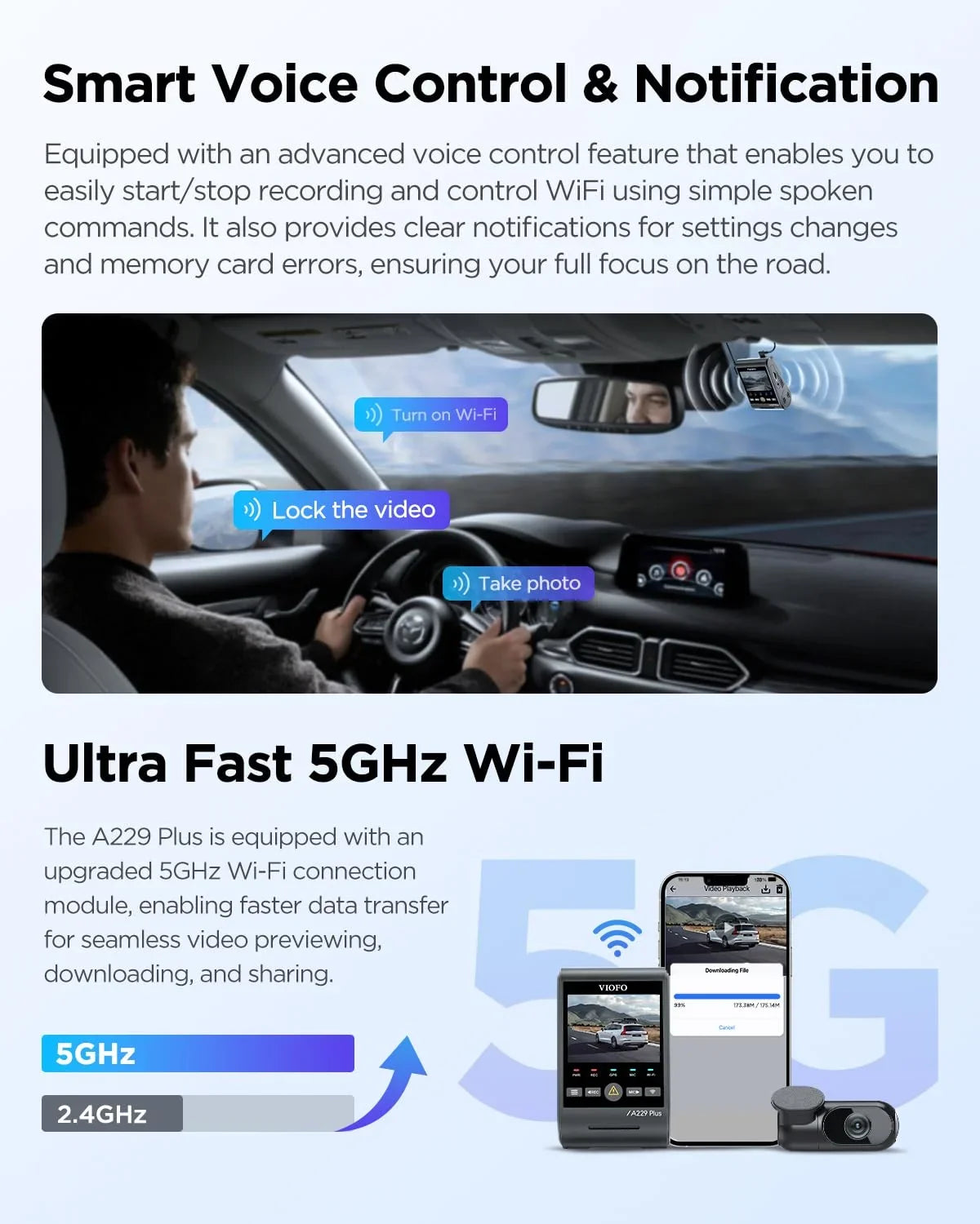 Plus 2CH Dashcam with , Dual  2 Sensors, 1440P+1440P Front Rear 1.87 lb Camera