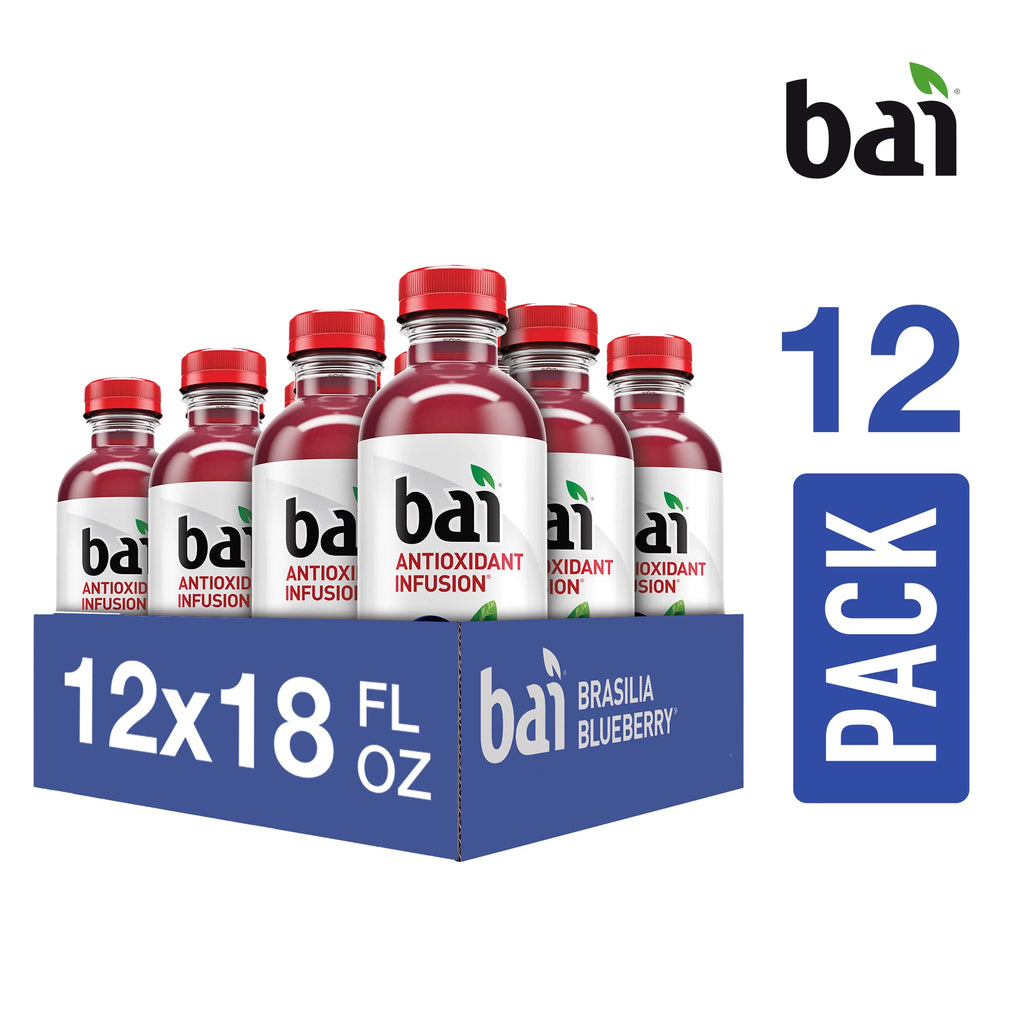 Bai Gluten-Free, Brasilia Blueberry, Antioxidant Infused Drink, 18 Fl Oz, 12 Pack Bottles