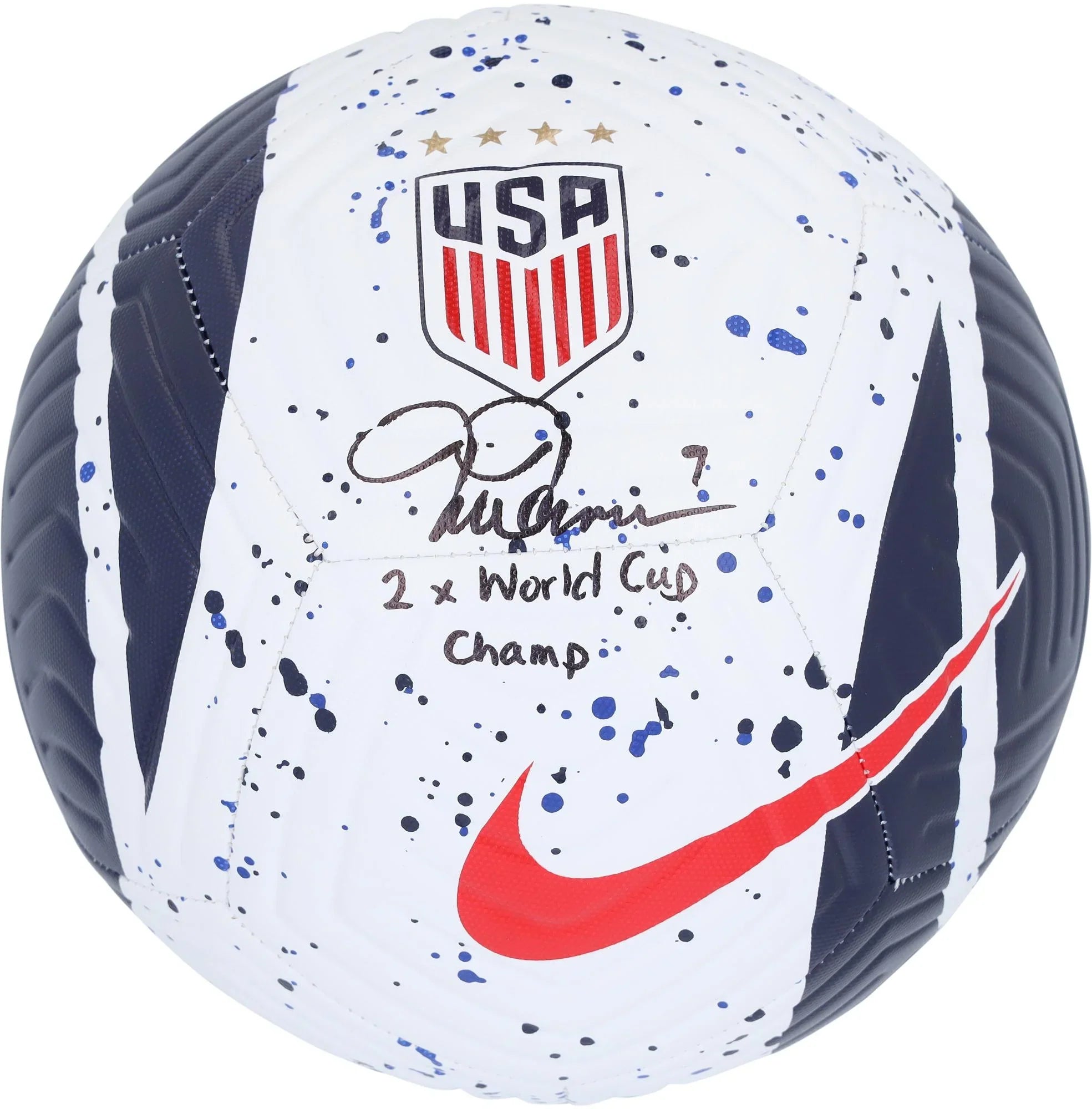 Mia Hamm  Autographed Paint Splatter Soccer Ball with "2x World Cup Champ" Inscription - Fanatics Authentic Certified