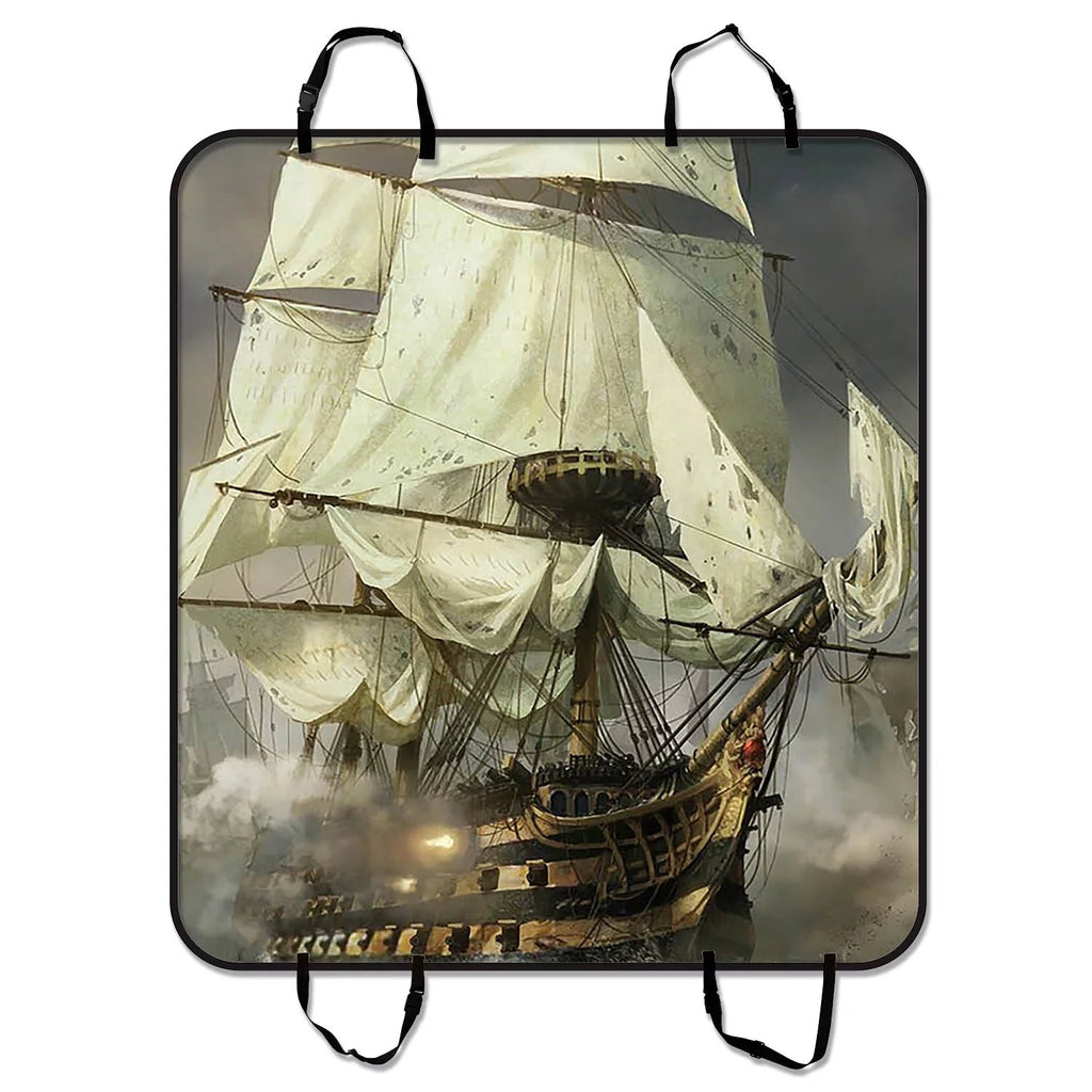 Cool Pirate Ship Pet Car Seat Cover Dog Car Seat Mat Hammock Cargo Mat Trunk Mat For Cars Trucks and  54x60 inches