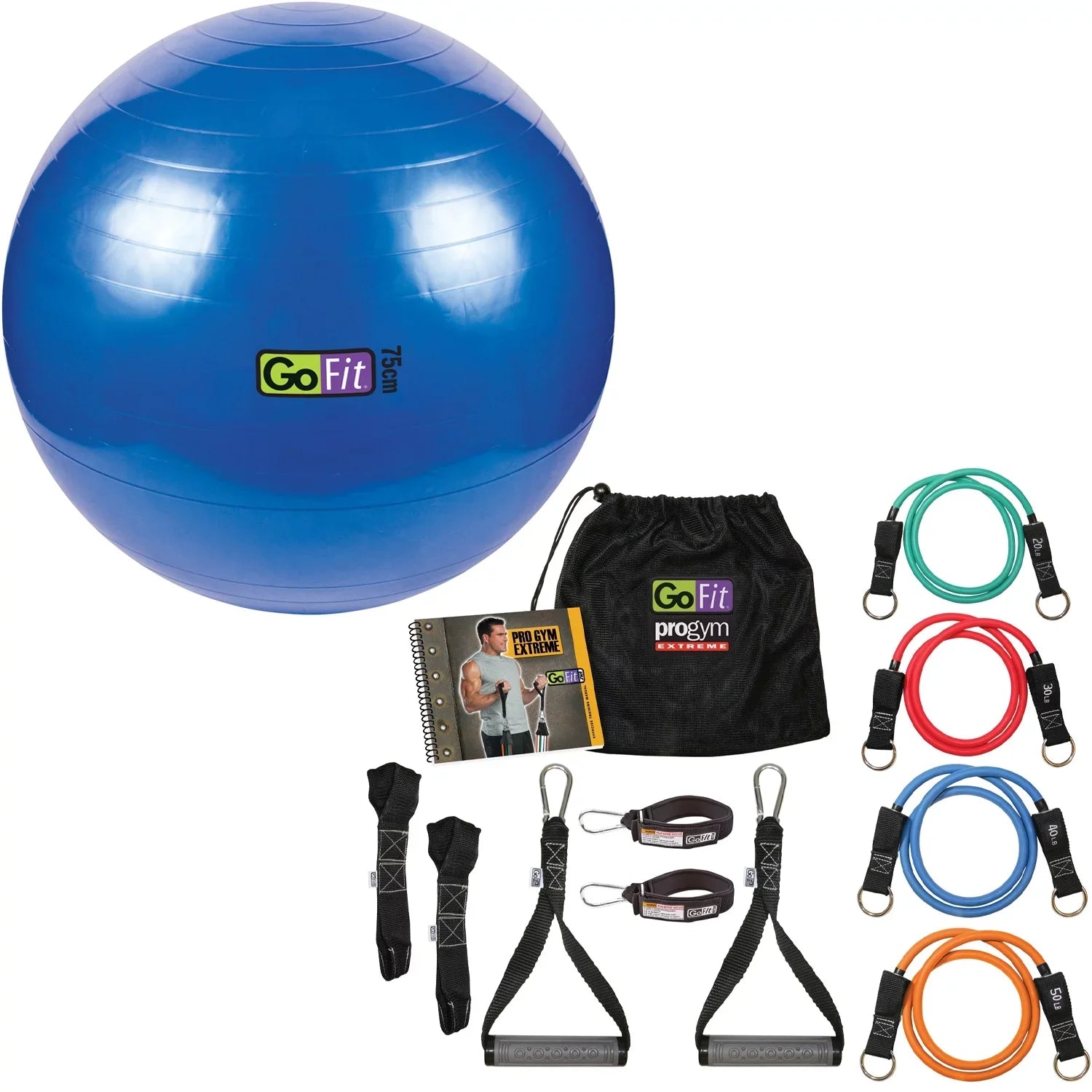 GoFit - ProGym Extreme & -75BALL Exercise Ball with Pump (75cm; Blue)