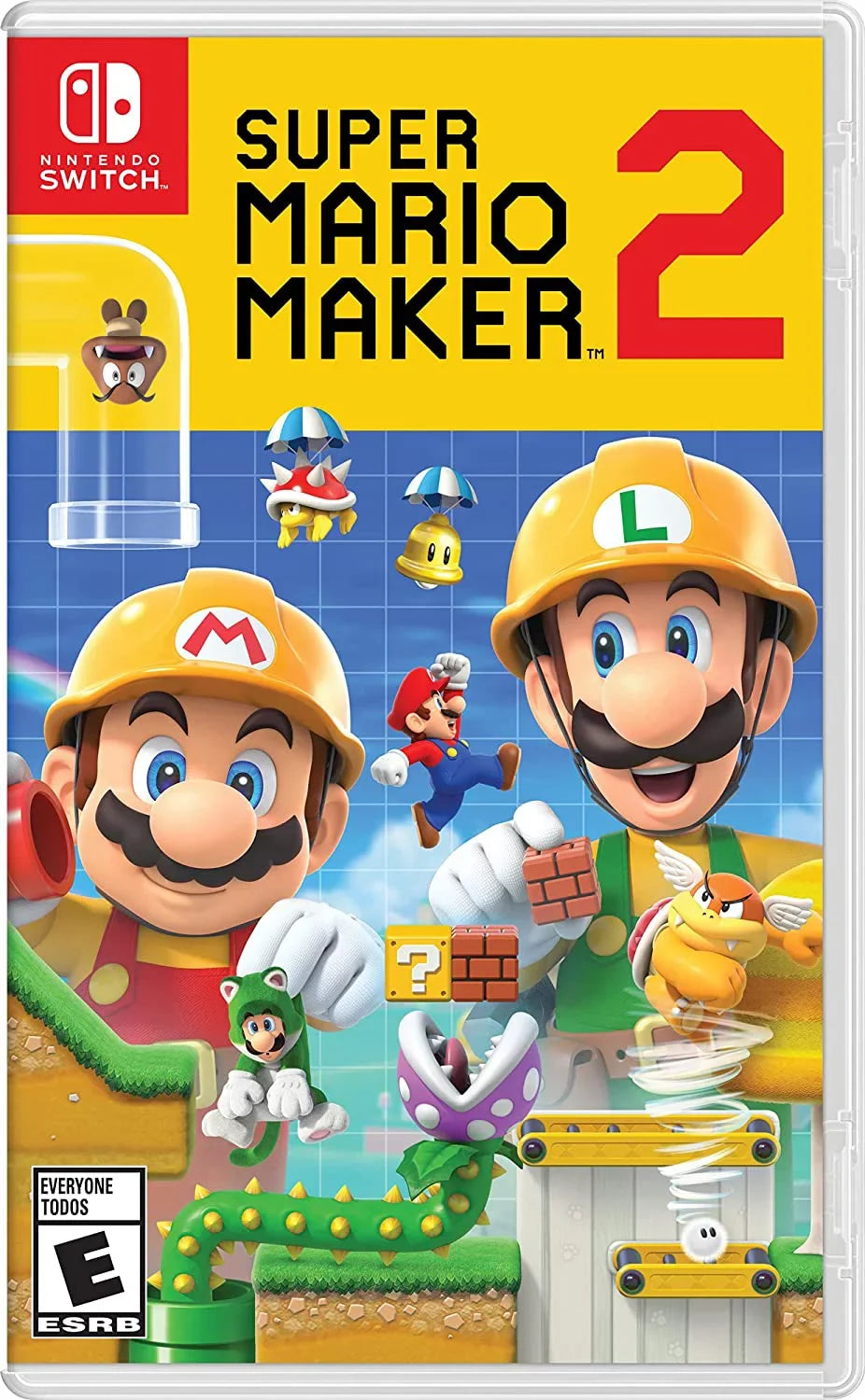 Nintendo Switch  Console White with Super Mario Maker 2 and Screen Cleaning Cloth