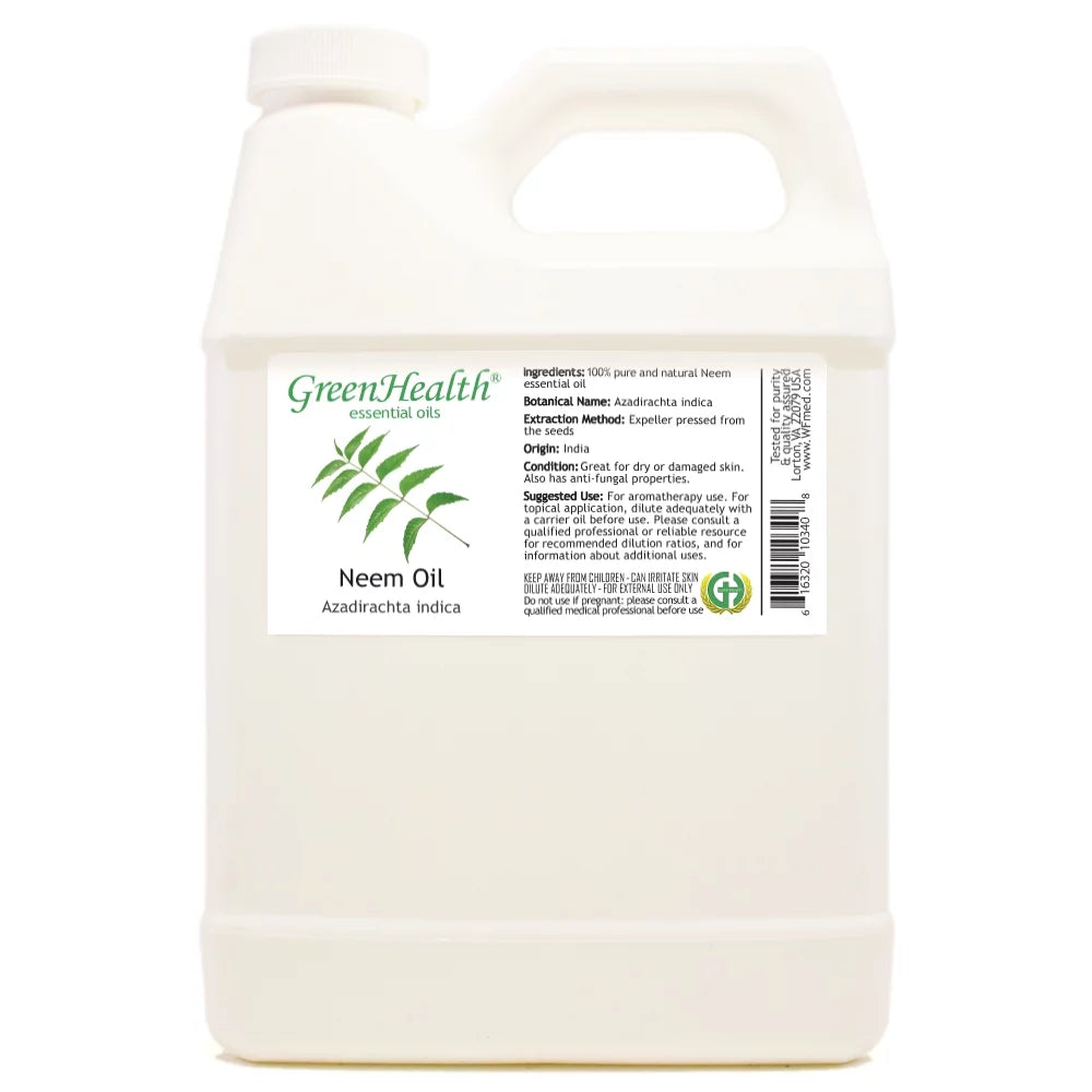 GreenHealth Neem – 32 fl oz (946 ml) Plastic Jug w/Cap – 100% Pure Essential Oil