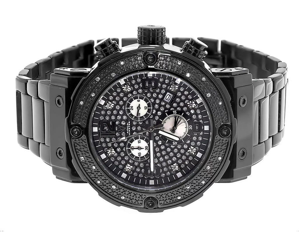 #146 Black Stainless Steel Genuine Diamond Watch 0.25 Ct