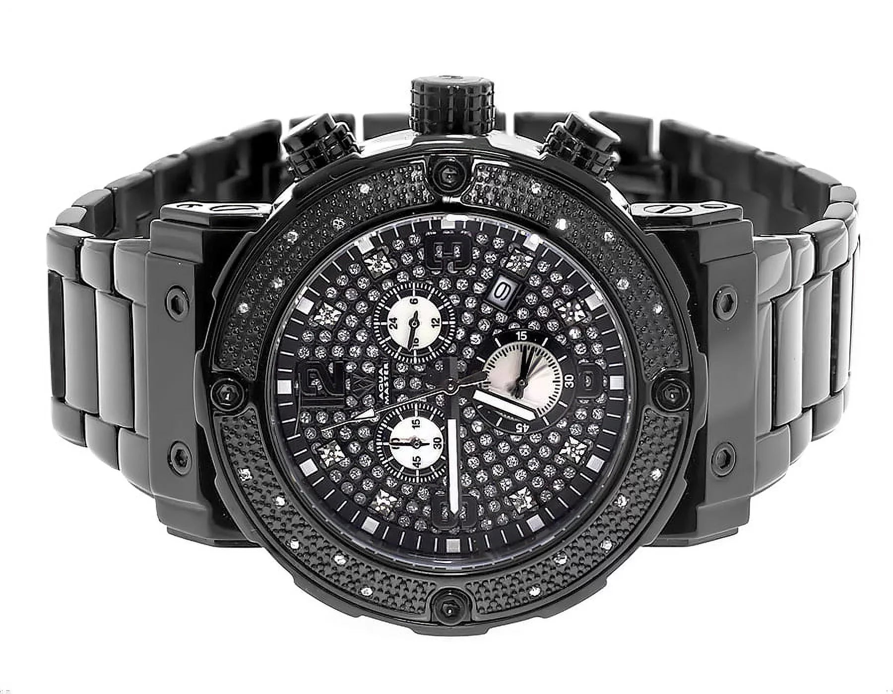 #146 Black Stainless Steel Genuine Diamond Watch 0.25 Ct
