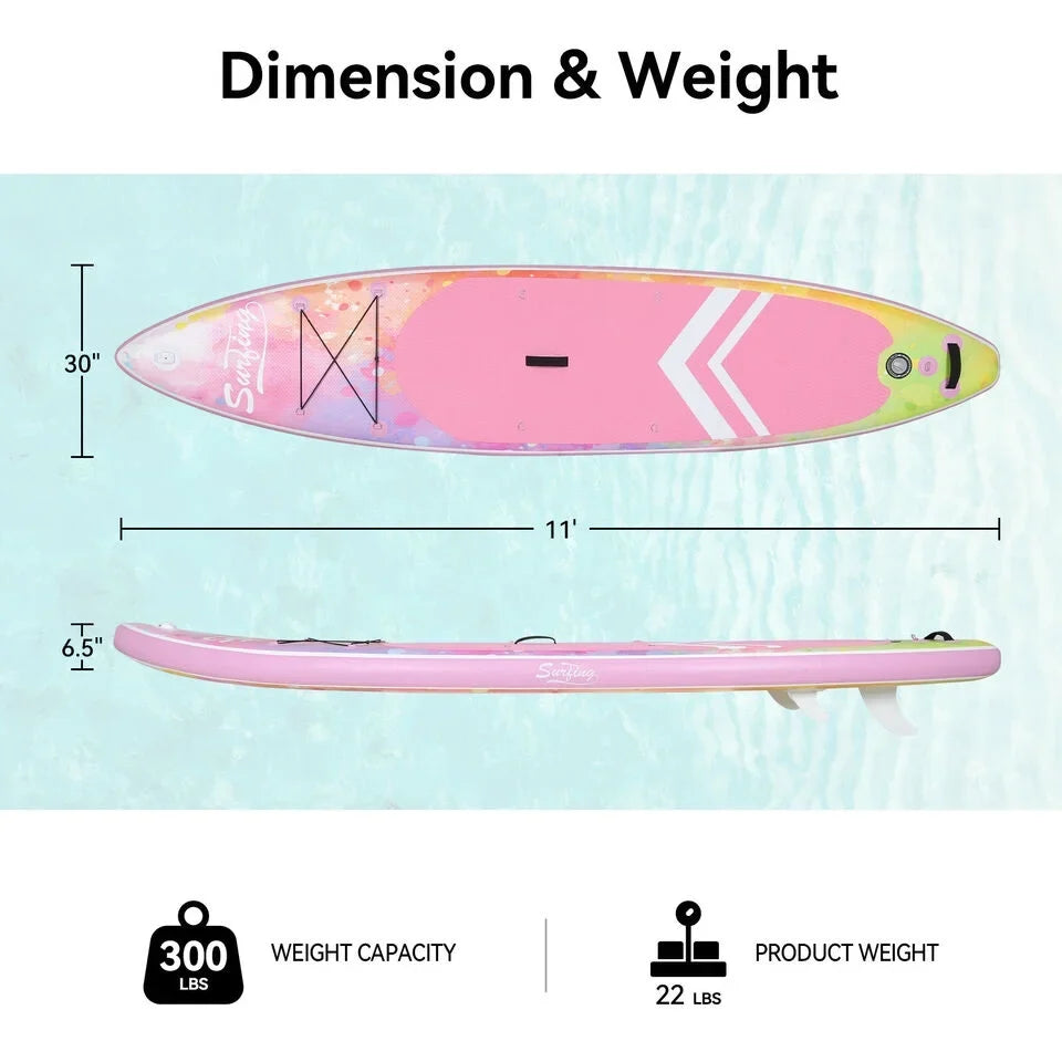 11FT Stand Up Paddle Board Inflatable  Surfboard Complete Kit with Kayak Seat