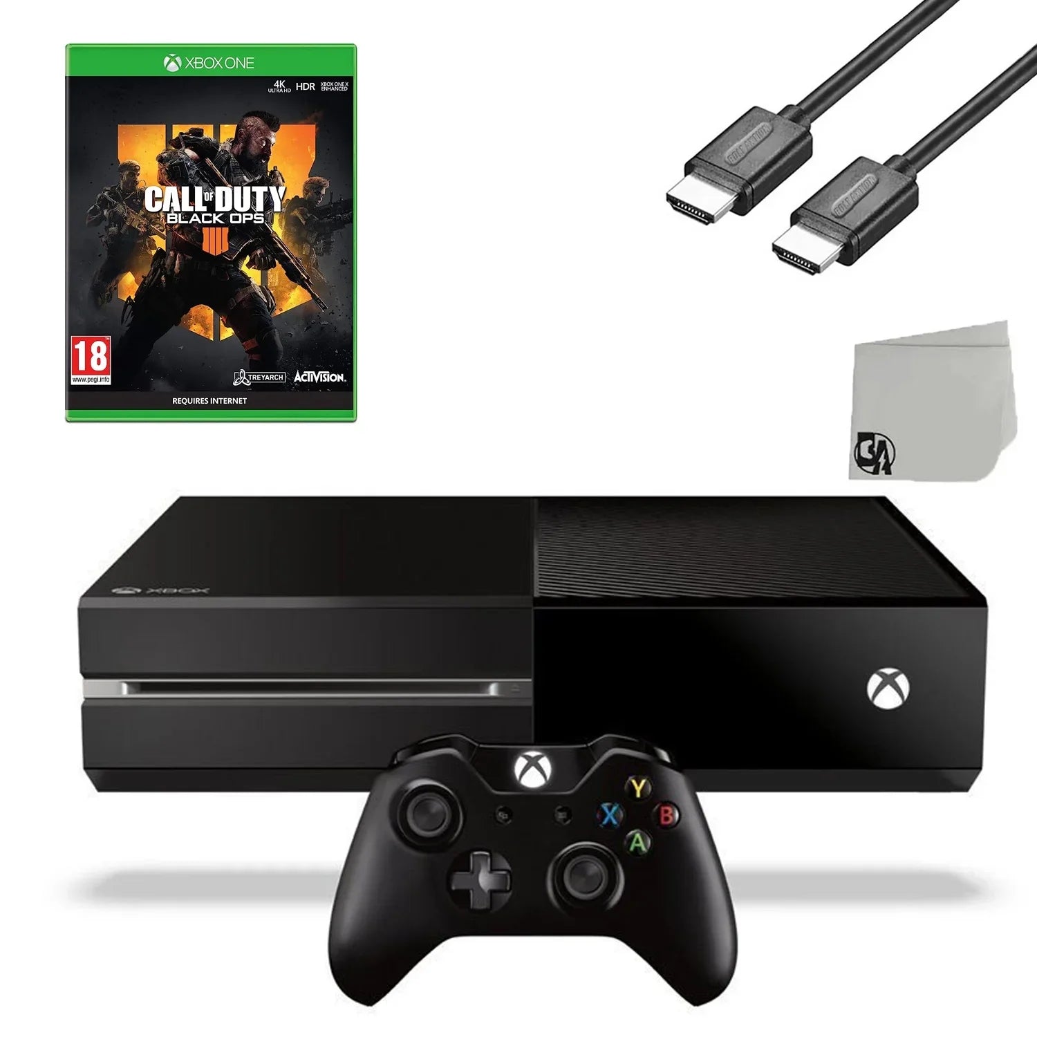 Microsoft Xbox One Original 500GB Gaming Console Black  Cable With Call of Duty Black Ops 4 Game   Bundle Used