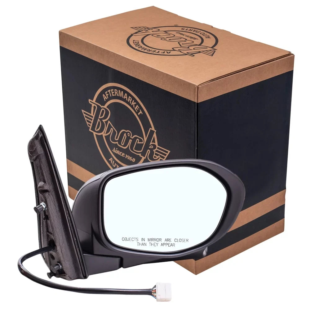 Brock Aftermarket Replacement Passenger Right Power Mirror With Heat-Camera Without Signal-Memory Paint To Match Black Compatible With 2014-2017 Honda Odyssey /-