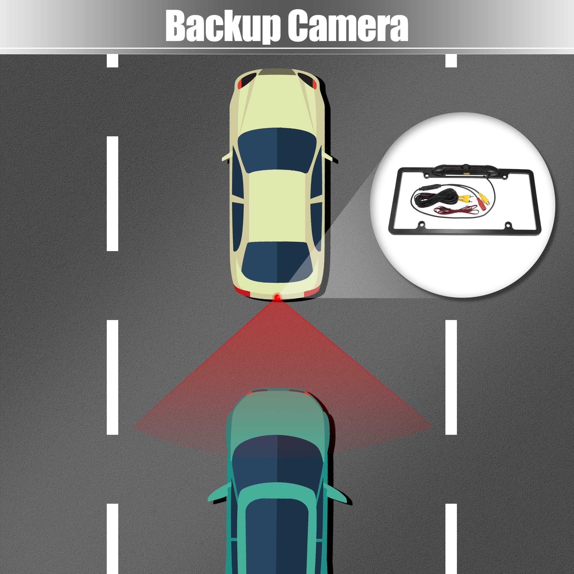 12V 480P Universal Wide Angle Backup License Plate Backup Camera Vision Rear View Camera for Car  Waterproof