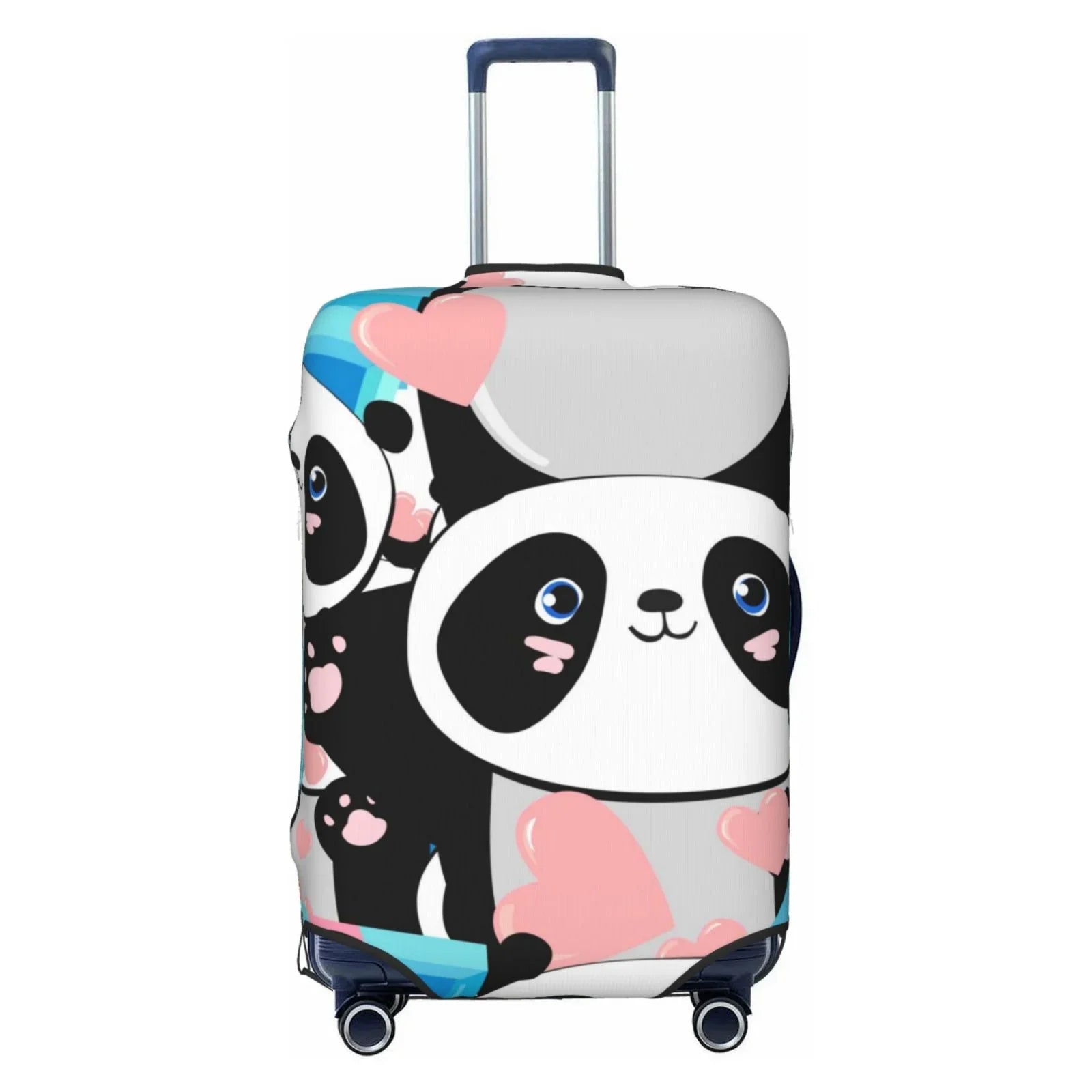 Haiem Panda Cute Pink Hearts Luggage Cover,Durable, Washable Suitcase Protector With Anti-Scratch Technology - Keep Your Luggage Looking New Medium