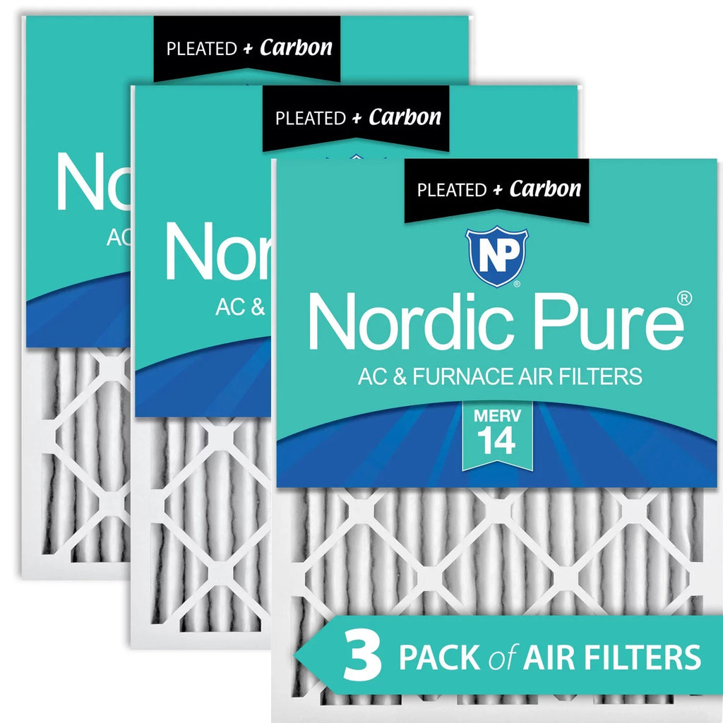 Nordic Pure 24x30x2 Pleated Air Filters  14 Plus Carbon 3 Pack