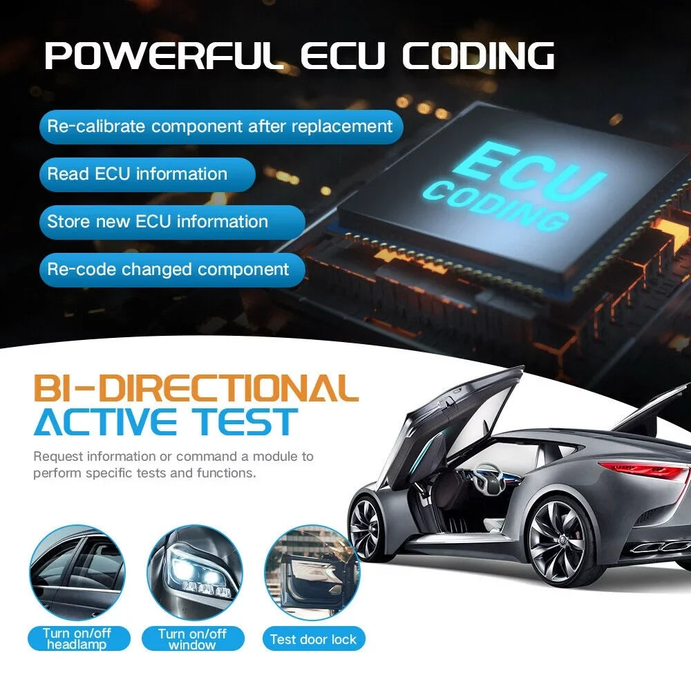Automotive Bi-Directional Control Diagnostic Scan Tool Car  Service Tool  Scanner Full Systems  Coding Actuation Test Code Reader   Scan 30+ Resets Free Update