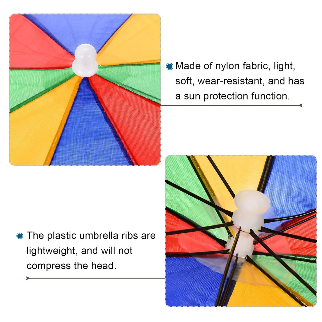 Uxcell 20" Fishing Umbrella Hat Folding Sun Rain Cap Head Umbrella Watermelon Color 4 Pack