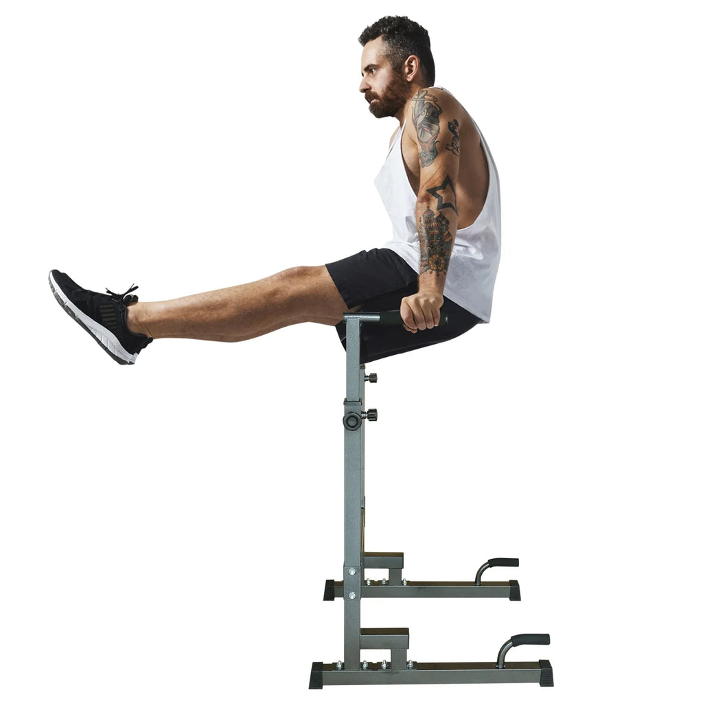 Adjustable Power Tower Dip Stand Station with Bench Pull Up Bar - Heavy Duty Multi-Function Fitness Equipment for Home Gym, Black