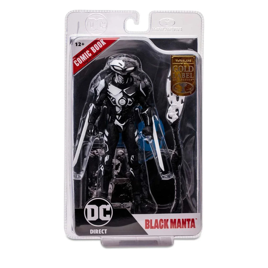 McFarlane  Direct Gold Label Collection Black Manta Action Figure with Comic Book (Line Art)