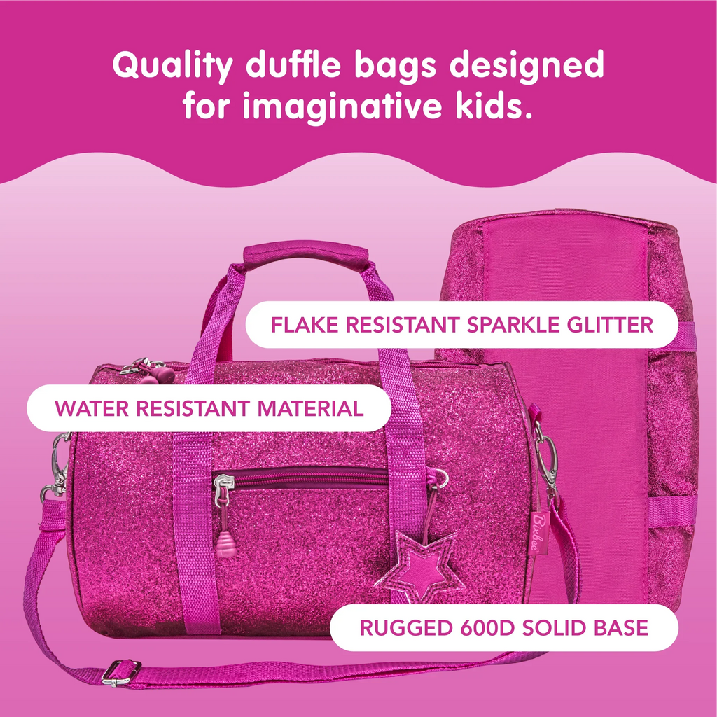 Bixbee Kids Duffel Bag for Dance, School and Sports, Small, Medium and Large, Sparkalicious Pink
