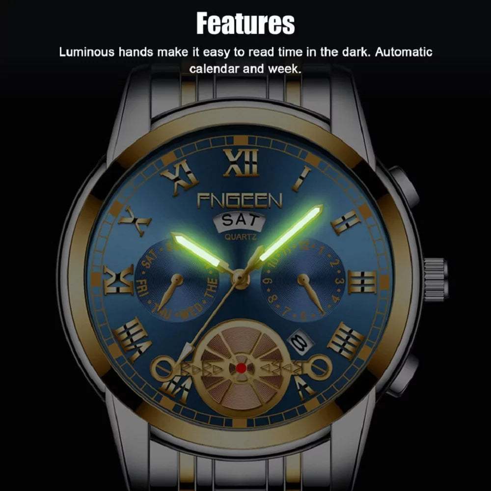 Waterproof Mens Quartz Watch Tourbillon Dial Business Classic Analog Wristwatch