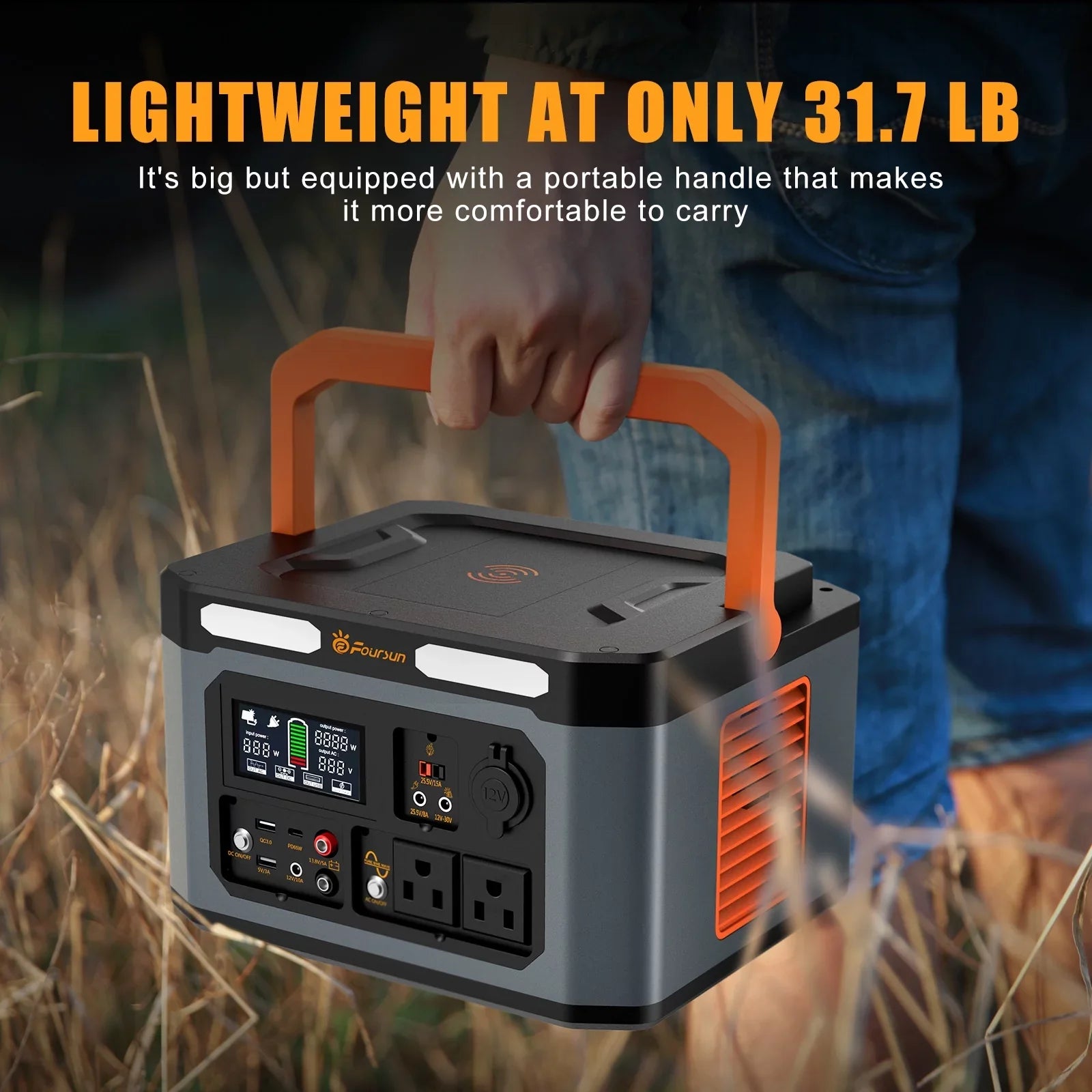 Foursun 1500W Portable Power Station by Anself, 1598.4Wh, Solar Generator for Home Backup, Emergency, Wireless charge