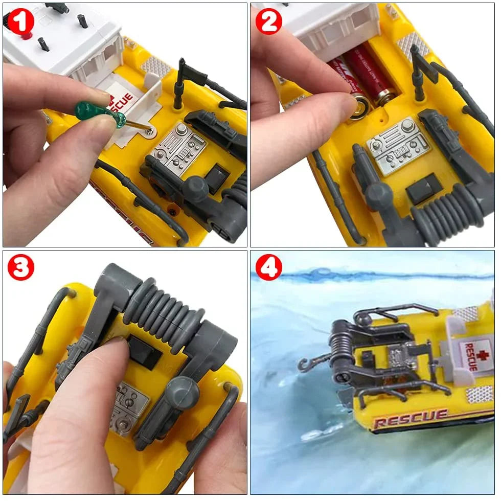 ArtCreativity Aquatic Rescue Vessel, Battery-Operated Toy Ship for Kids, Floats in Water, Floating Bathtub and Pool Toy for Boys and Girls, Great Birthday Gift for Children