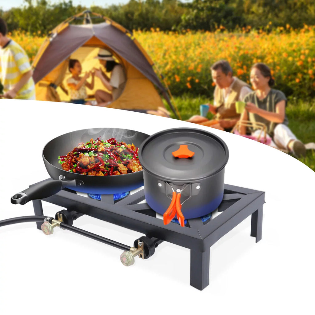 Fichiouy Propane Stove 2 Burner  Gas Stove with High-Pressure Adjustable Hose for Outdoor Camping