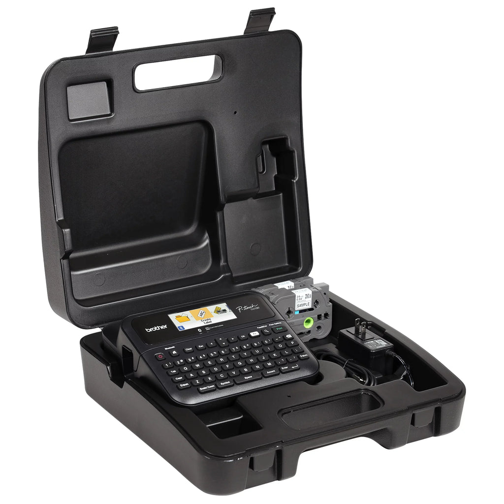 Brother -touch Business Professional Connected Label Maker - with Bluetooth® Connectivity, includes carry case and 4m Black Print on Clear Sample Label Tape ~1/2” (12mm).