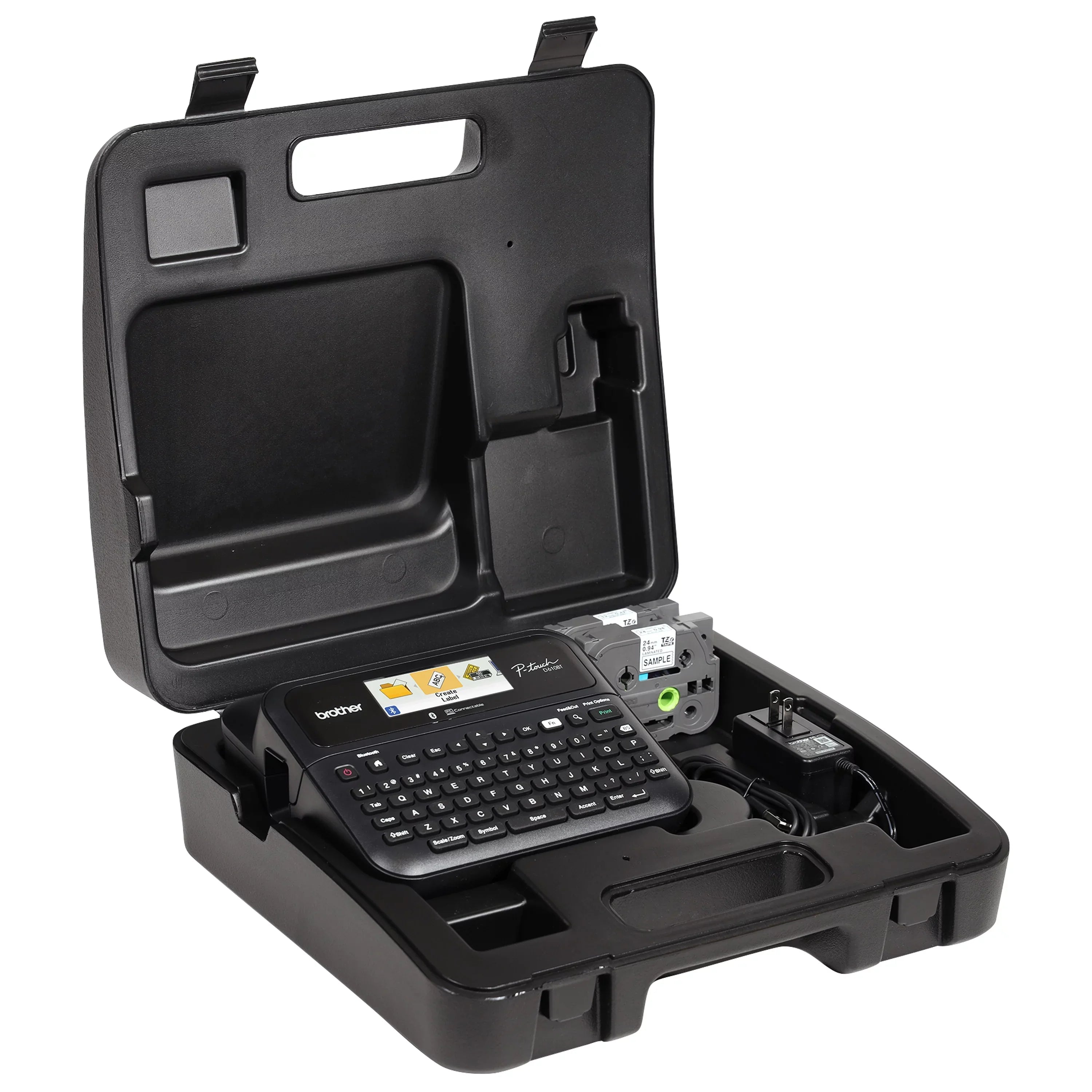 Brother -touch Business Professional Connected Label Maker - with Bluetooth® Connectivity, includes carry case and 4m Black Print on Clear Sample Label Tape ~1/2” (12mm).