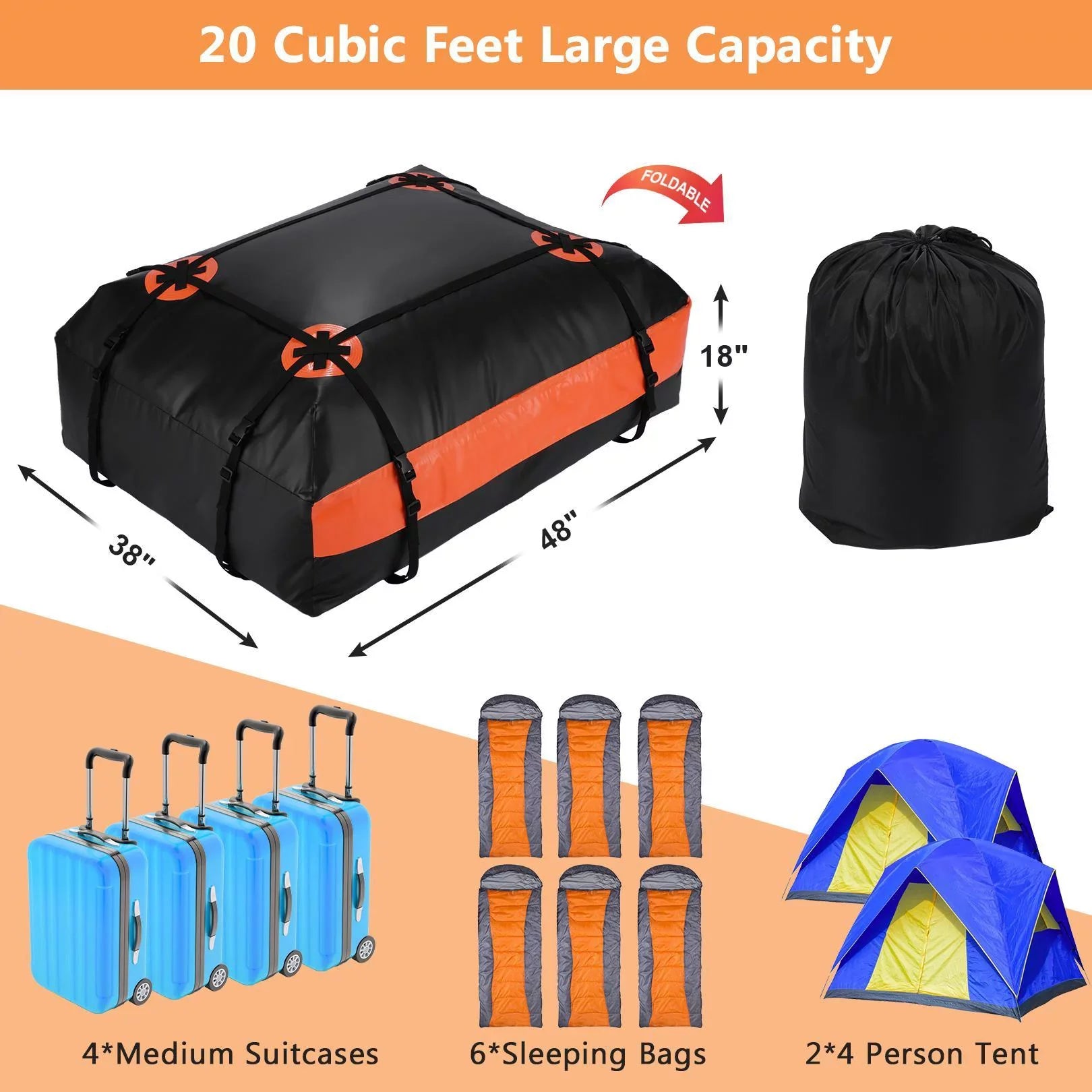 20 Cubic Feet Car Vehicles Waterproof Roof Top Cargo Carrier Luggage Travel Storage Bag for Car Truck  Clearance Sales