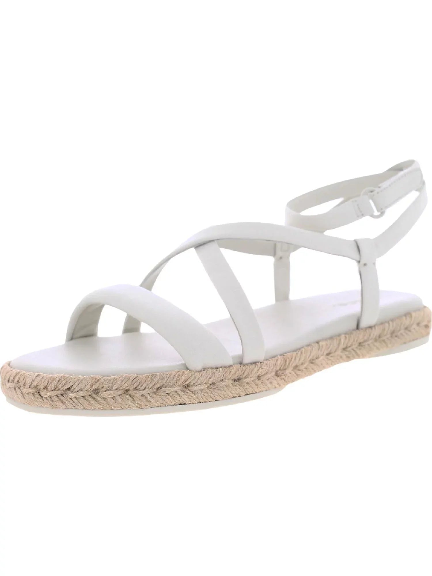 . Womens Ivory Strappy Ankle Strap Adjustable Smith Round Toe Leather Dress Espadrille Shoes 9