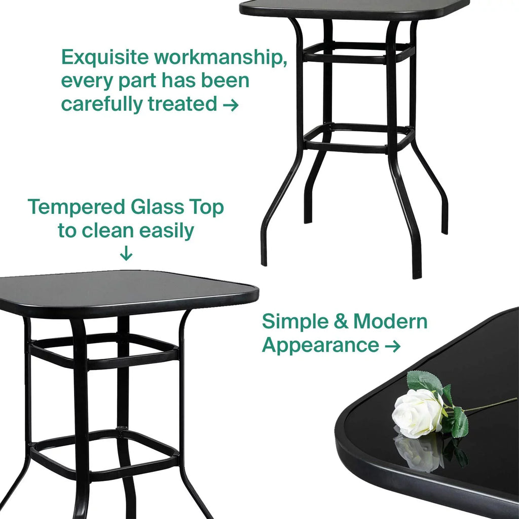 Ashlee Water Resistance Glass Bar Table With Metal Finish
