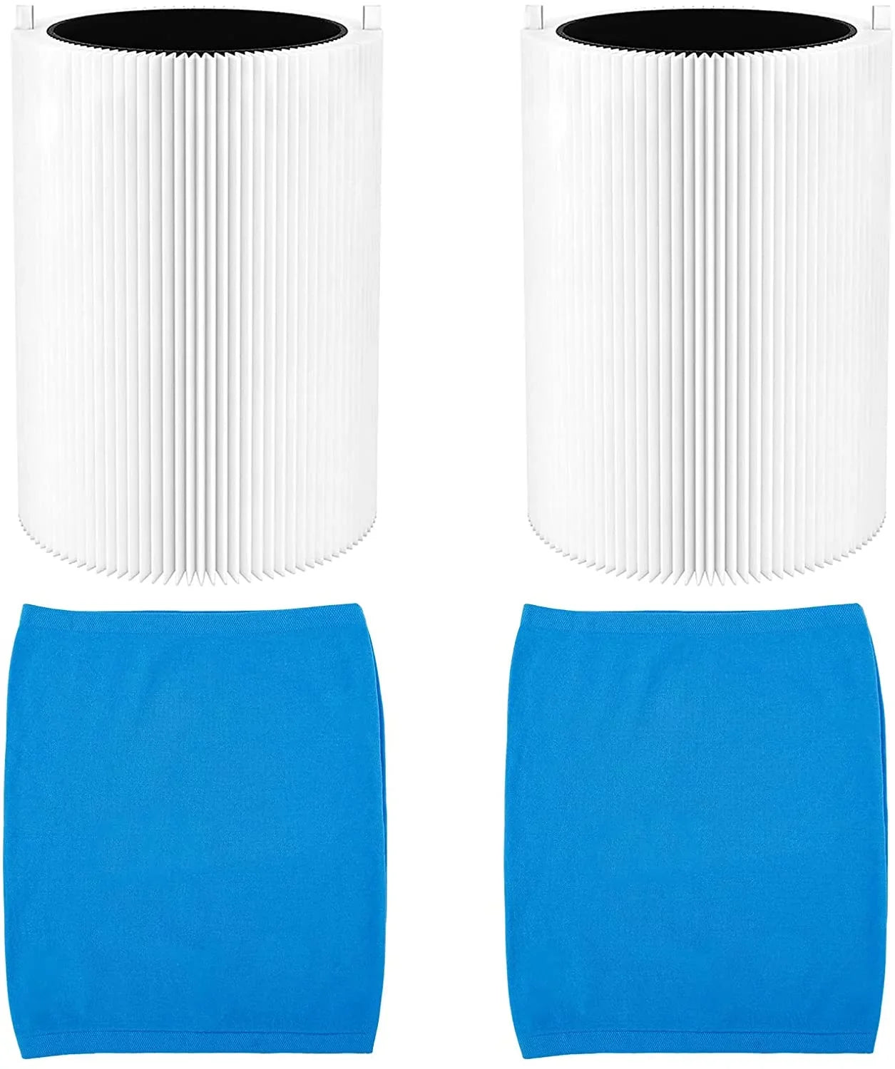 411 Replacement Filter for Blueair Blue Pure Air Purifier 411, Including 2PCS Particle Carbon Filter and 2PCS Blue Fabric Pre-filter