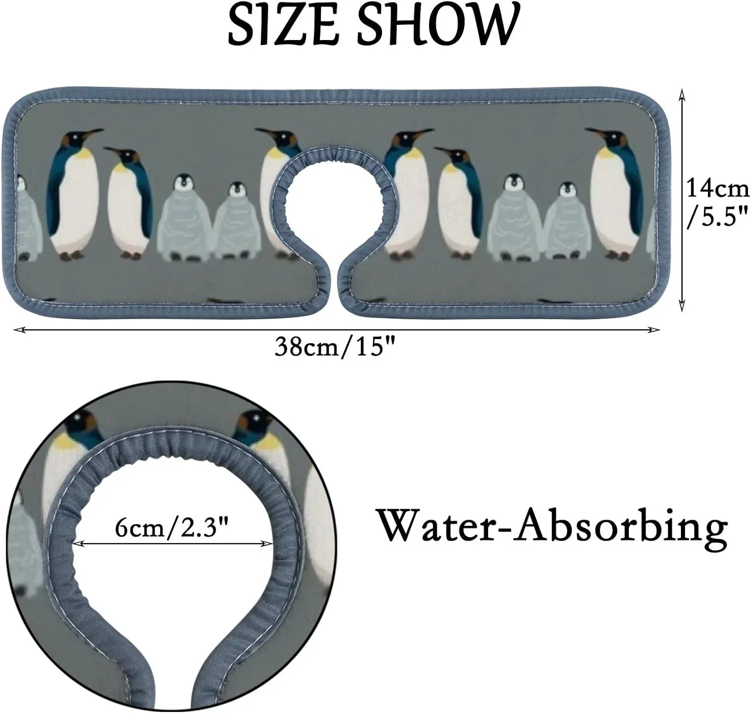 3PCS Faucet Absorbent Mat, Sea Bird Penguin Washable Sink Splash Guard Drip Catcher, Kitchen Bath Countertop Microfiber Sink Drying Mats for Kitchen