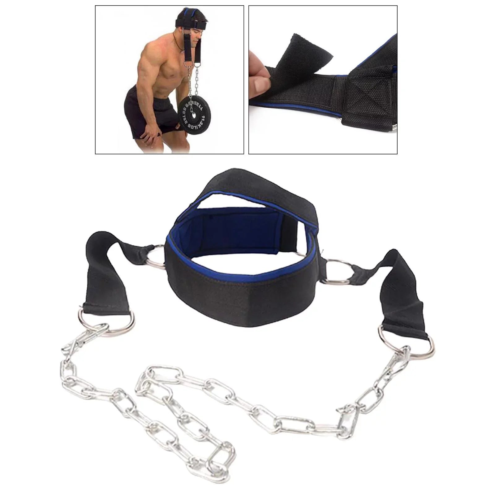 Head Harness Neck Strength Head Strap Weight Lifting Exercise Fitness Belt Workout for Boxing  Strong Neck Steel Chain Exerciser Strengthener