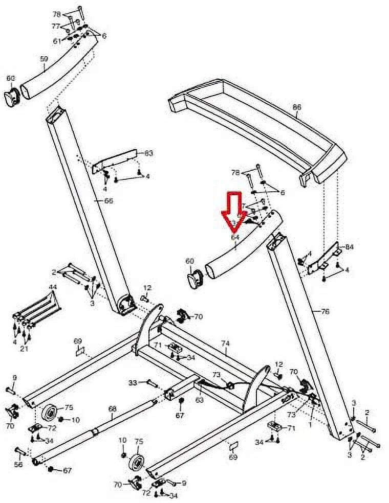 Icon Health & Fitness, Inc. Right Handrail Assembly 347722 Works with Proform Treadmill