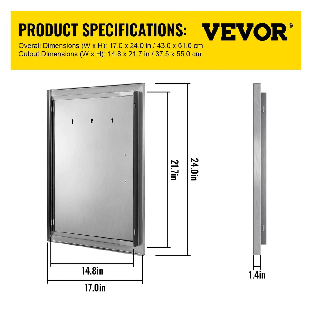 17x24 inch Stainless Steel  Access Door, Ideal for Outdoor Kitchen,  Island