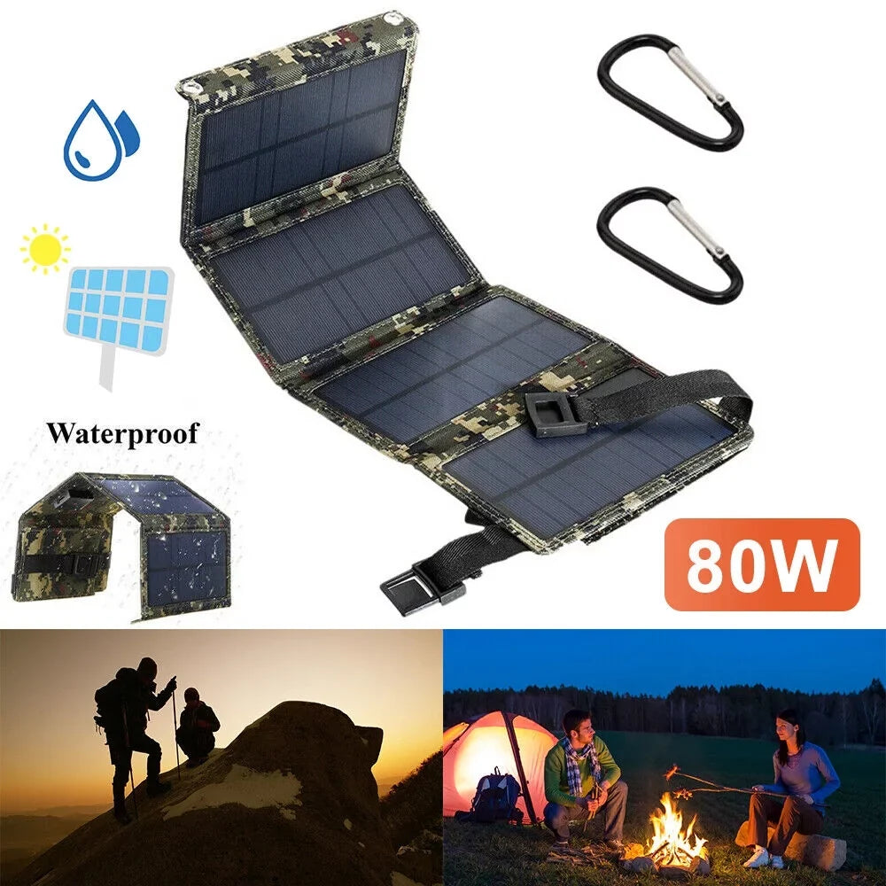 Jahy2Tech Foldable Outdoor 80W  Solar Panel Portable Phone Charger Camping Hiking Rechargeable Battery High Quality