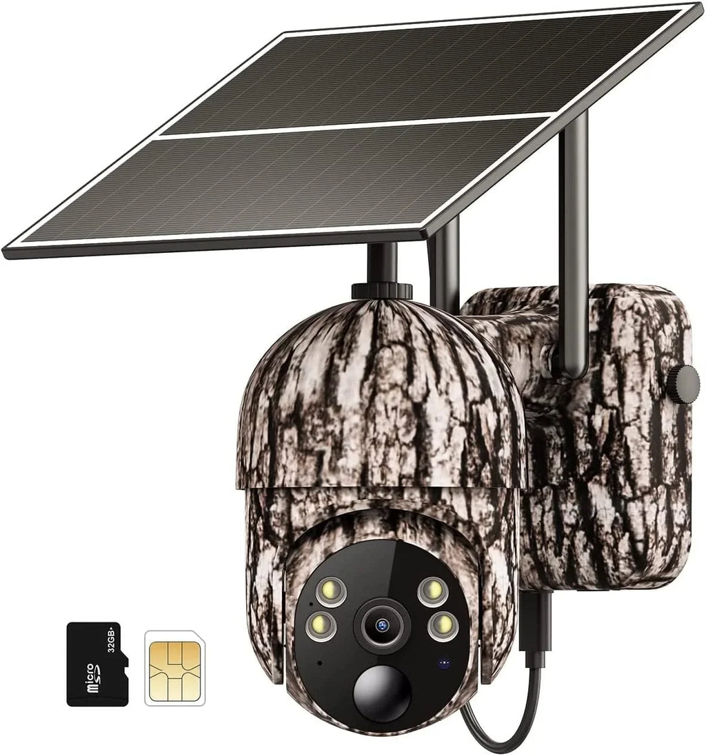 4G  Cellular Trail Cameras Include & Card (Verizon/&/-Mobile) &Solar Panel, Game Cam Works No WiFi with 2K Live Feed via phone/360° Full View/Motion Activated/Night Vision/Playback