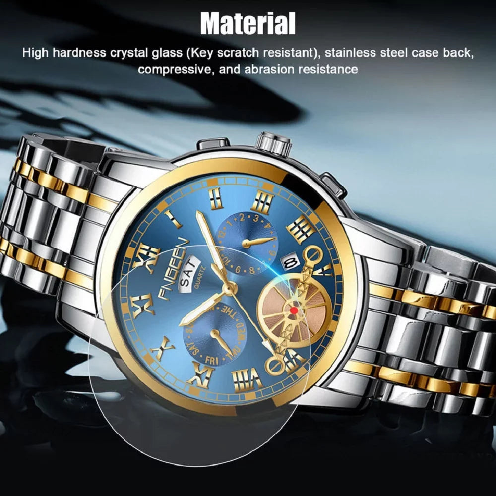 Waterproof Mens Quartz Watch Tourbillon Dial Business Classic Analog Wristwatch