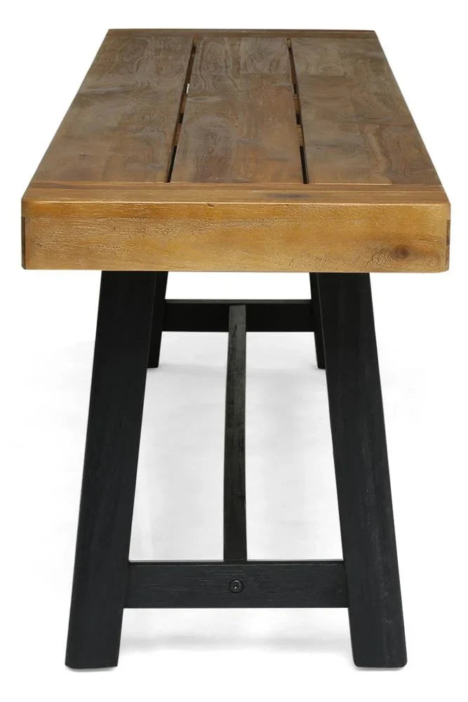 Raphael Outdoor Bench in Sandblast Teak and Black