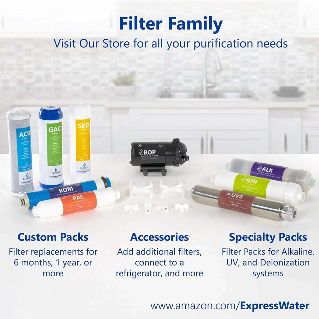 Countertop Reverse Osmosis System Filter Set  7 Replacement Filters  1?4” Quick Connect Filter Cartridges  Sediment And Carbon Filters  100   Membrane  1 Year Filter Set