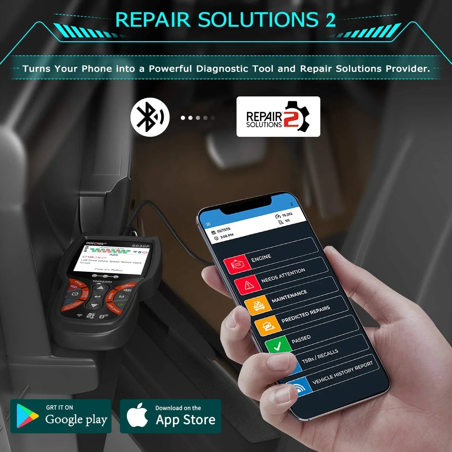 Innova 6030P Car Code Reader Scan Engine  Diagnostic Tool Live Data Battery Alternator Test  Scanner Automotive Scanner Car Scan Tool Read Clean Codes Turn off MILs Auto Analyzer for 12V Cars