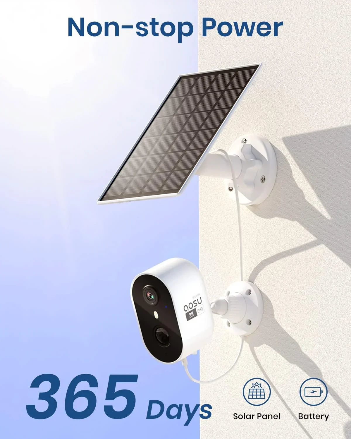 Solar Wireless Security Cameras Outdoor with Spotlight & Siren Alarm, 2K Color Night Vision, 2-Way Talk,Wifi Outdoor Camera with  Motion Detection Work with Alexa