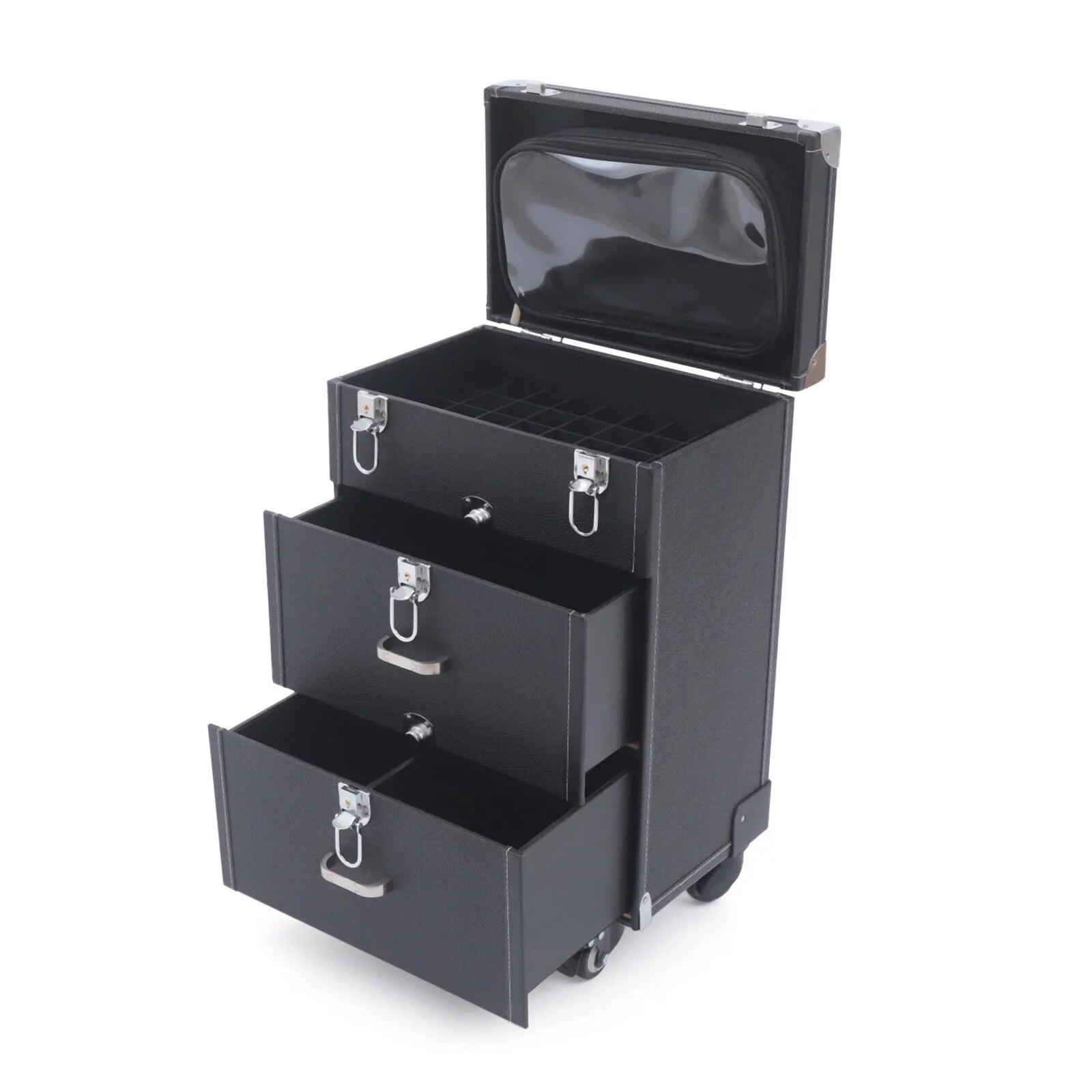 Nail Polish Storage box Travel Makeup Rolling Organizer Cosmetics Train Case with Wheels
