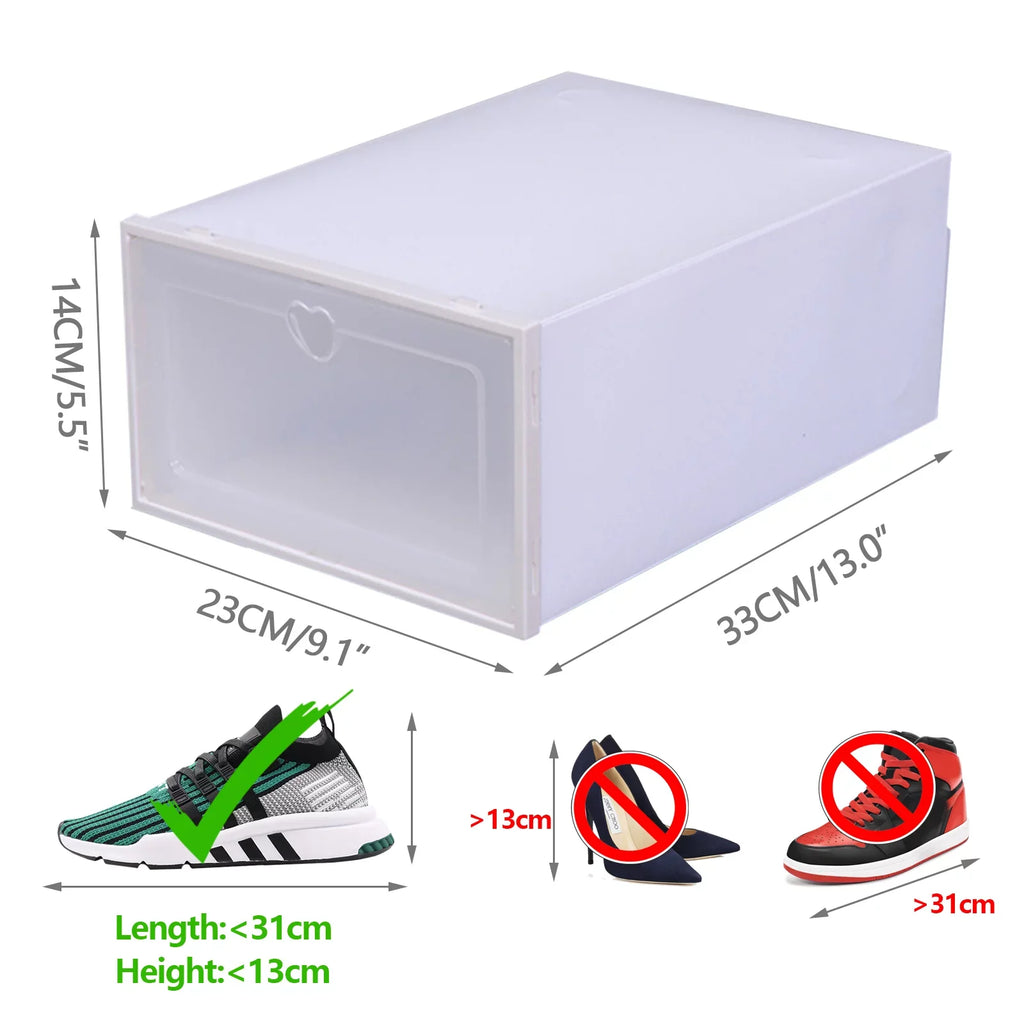 Loyalheartdy 20Pcs Foldable Flip Shoe Storage Boxes Stackable Drawer Shoe Box Plastic Clamshell Container Organizer Case Clear