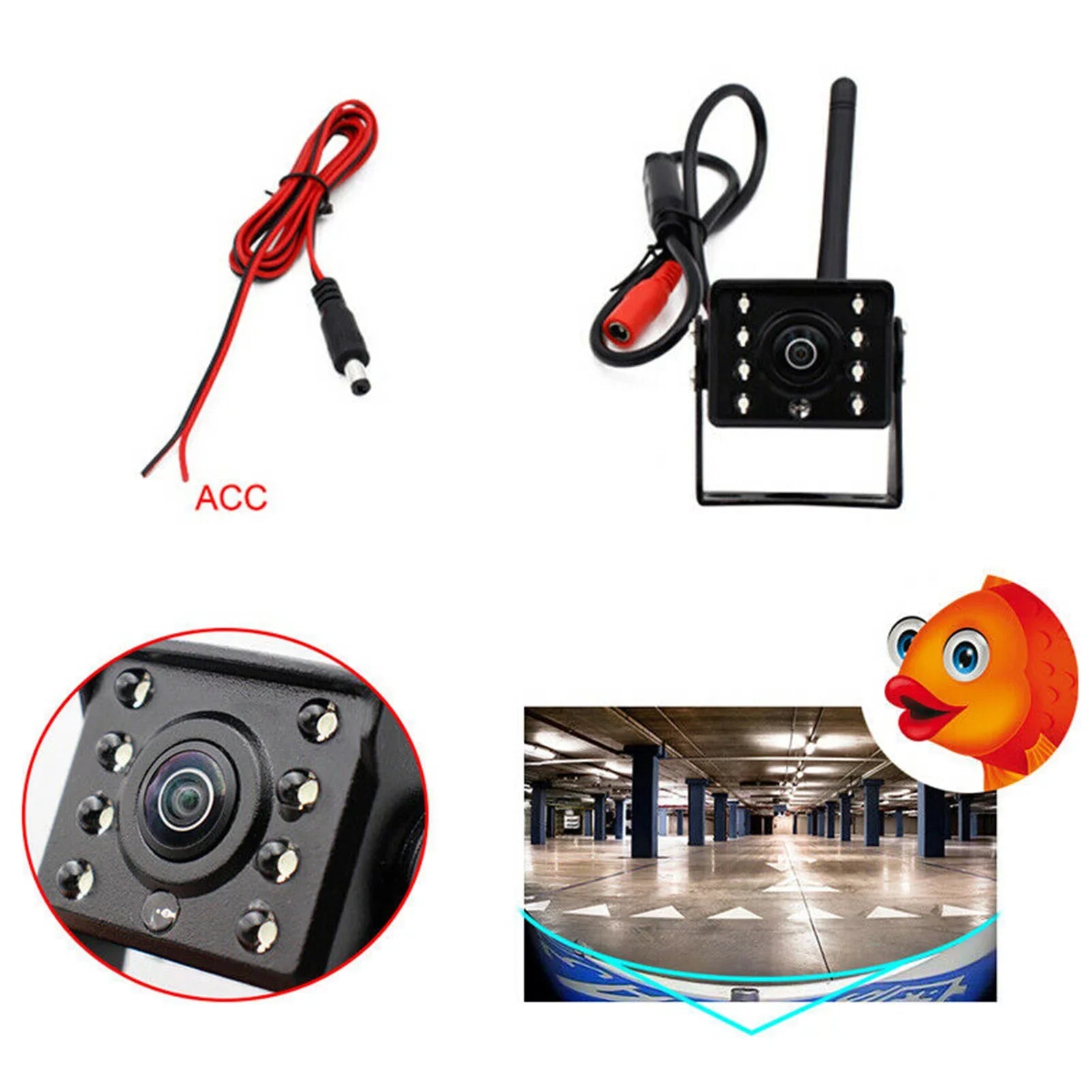 WiFi Wireless Reverse Backup Camera with  Night Vision, Suitable for Automobiles and Commercial Vehicles